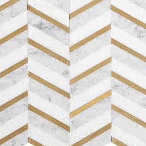 Thassos White Mixed Bianco Carrara Marble and Brass